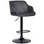 Toby Adjustable Swivel Barstool in Black Powder Coated, Gray Faux Leather