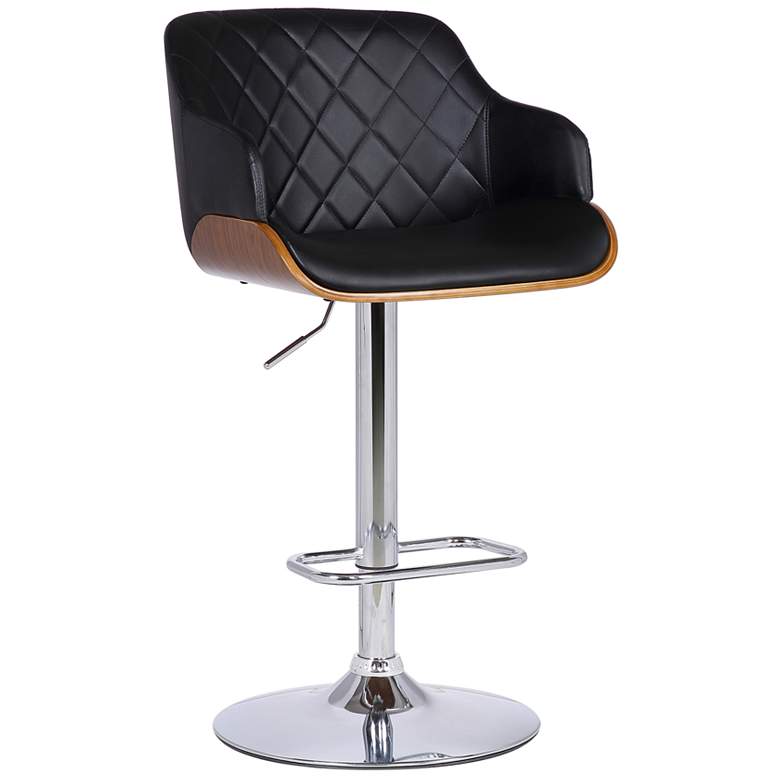 Image 1 Toby Adjustable Swivel Barstool in Chrome Finish with Black Faux Leather