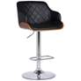 Toby Adjustable Swivel Barstool in Chrome Finish with Black Faux Leather