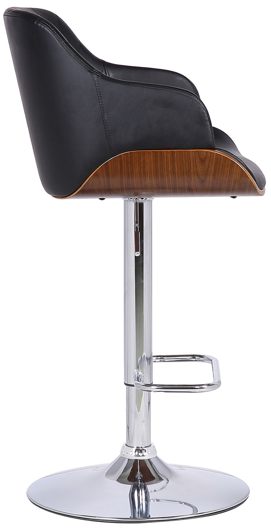 Image 3 Toby Adjustable Swivel Barstool in Chrome Finish with Black Faux Leather more views