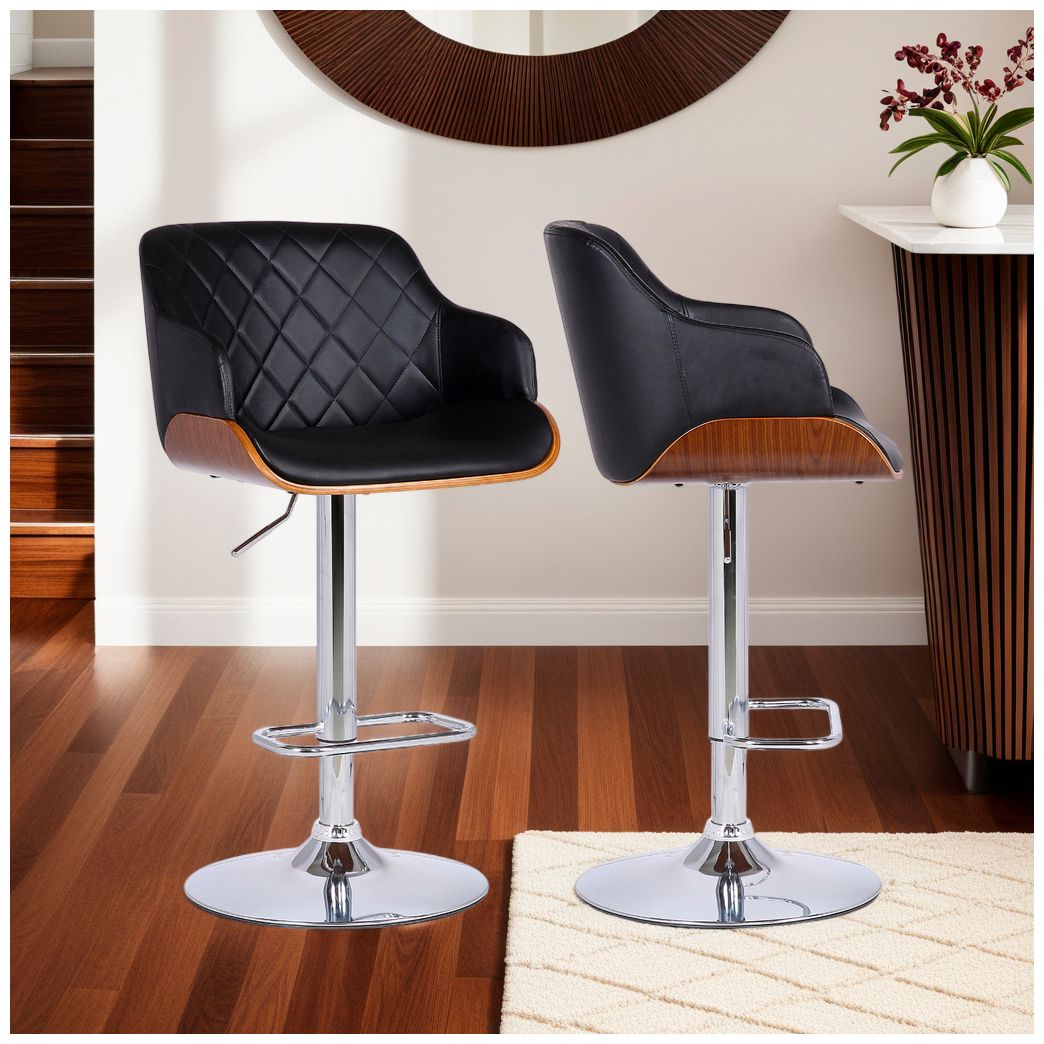 Image 6 Toby Adjustable Swivel Barstool in Chrome Finish with Black Faux Leather more views