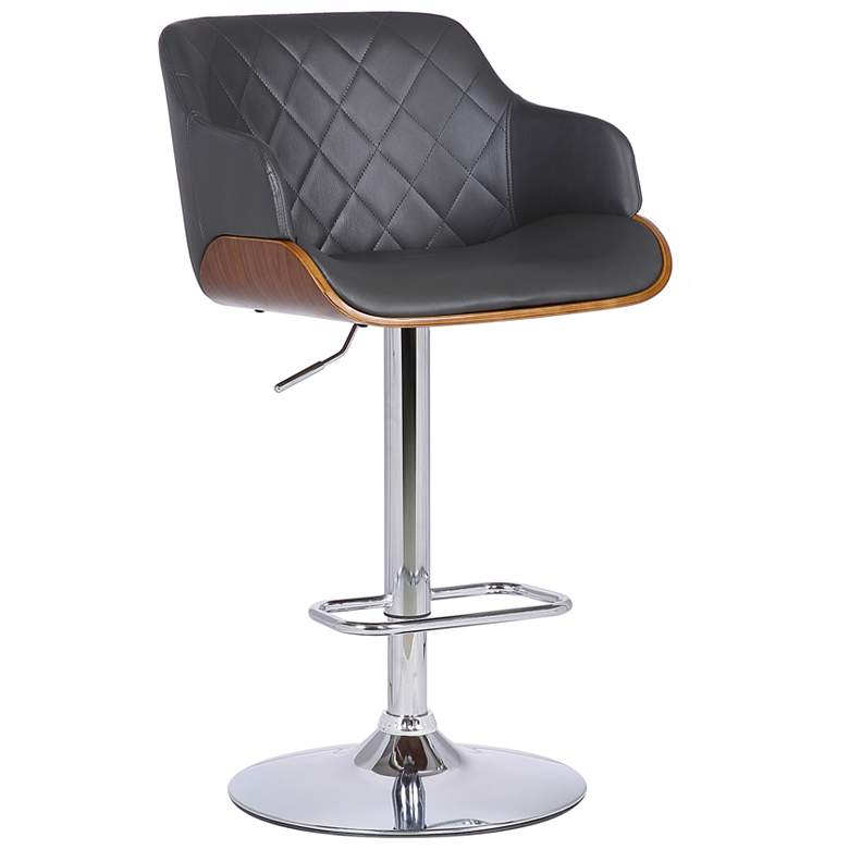 Image 1 Toby Adjustable Swivel Barstool in Chrome Finish with Gray Faux Leather