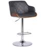 Toby Adjustable Swivel Barstool in Chrome Finish with Gray Faux Leather