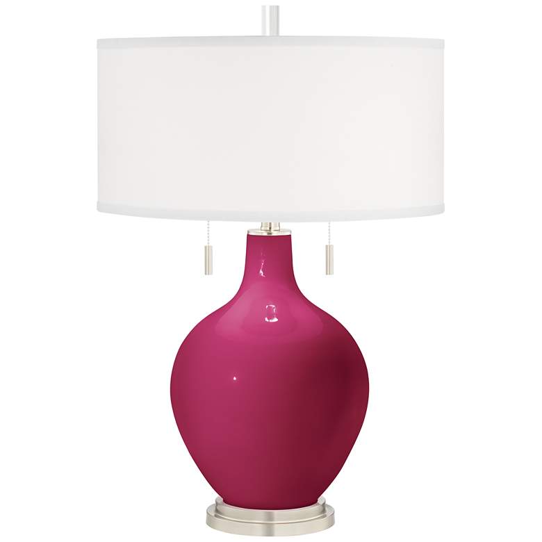 Image 3 Toby Vivacious Pink Modern Glass Pull Chain Table Lamp