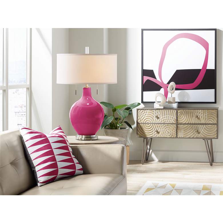 Image 4 Toby Vivacious Pink Modern Glass Pull Chain Table Lamp more views