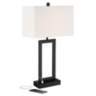 Todd Black Metal Table Lamp with USB Port and Outlet