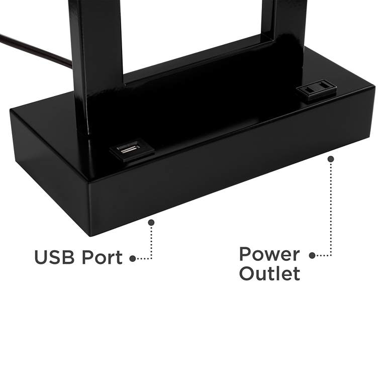 Todd Black Metal Table Lamp with USB Port and Outlet more views