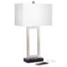Todd Brushed Nickel Table Lamp with USB Port and Outlet