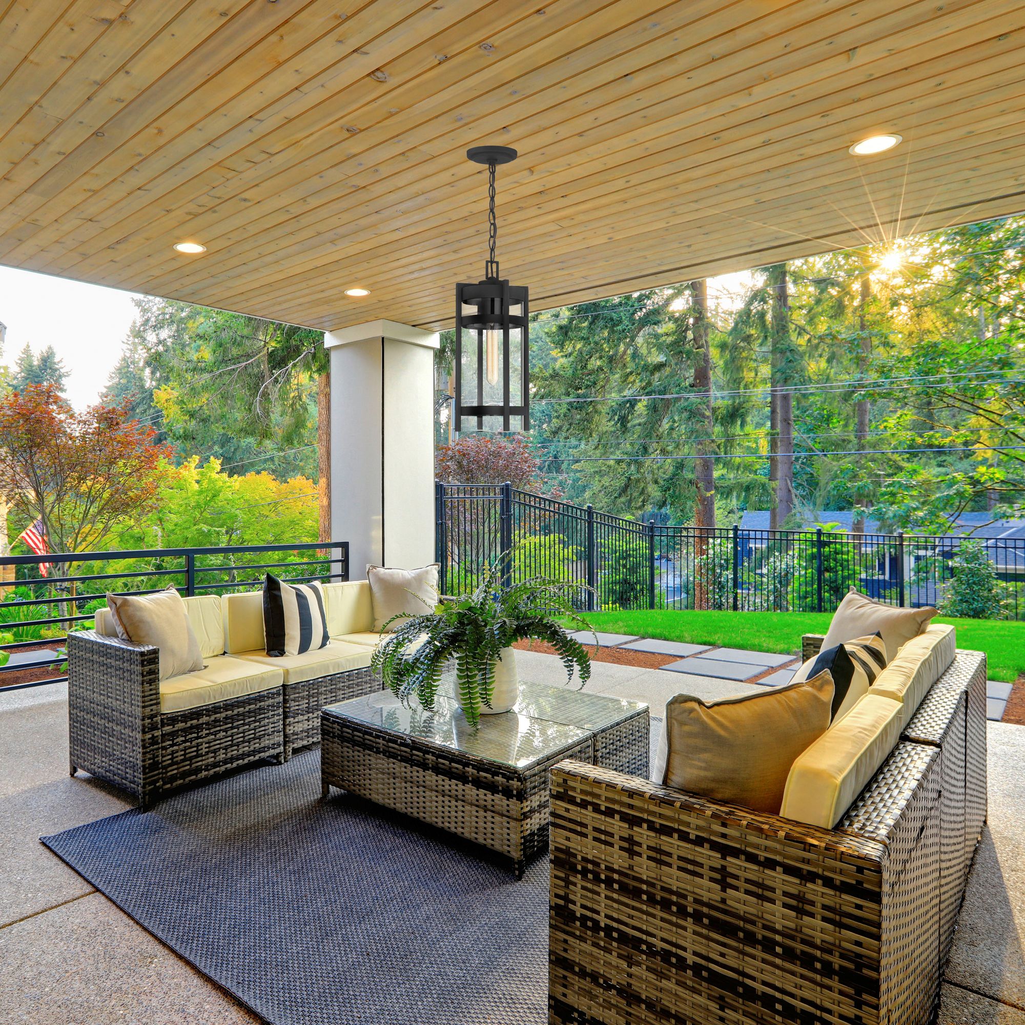 Image 7 Tofino; 1 Light; Hanging Lantern; Textured Black Finish with Clear Glass more views