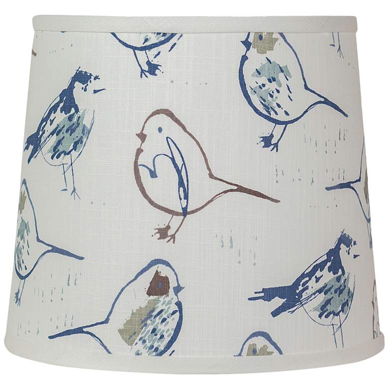 Image 1 Toile Blue and White Bird Drum Lamp Shade 12x14x11 (Spider)