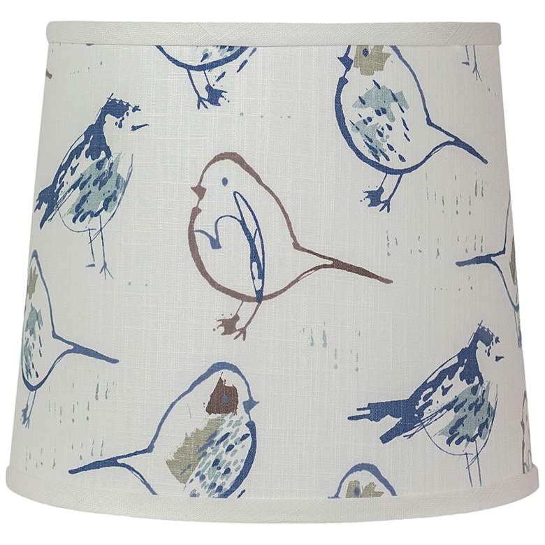 Image 1 Toile Blue and White Bird Drum Lamp Shade 8x10x9 (Spider)