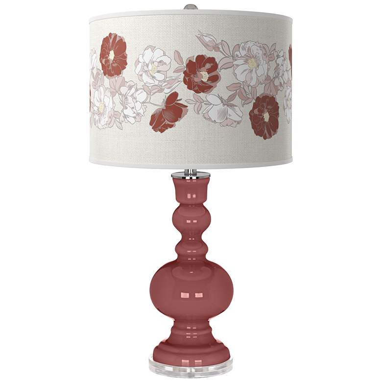 Image 1 Toile Red Rose Bouquet Apothecary Table Lamp