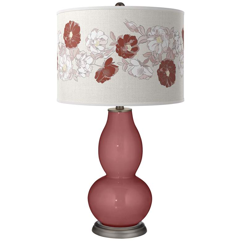 Image 1 Toile Red Rose Bouquet Double Gourd Table Lamp
