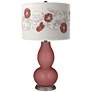 Toile Red Rose Bouquet Double Gourd Table Lamp