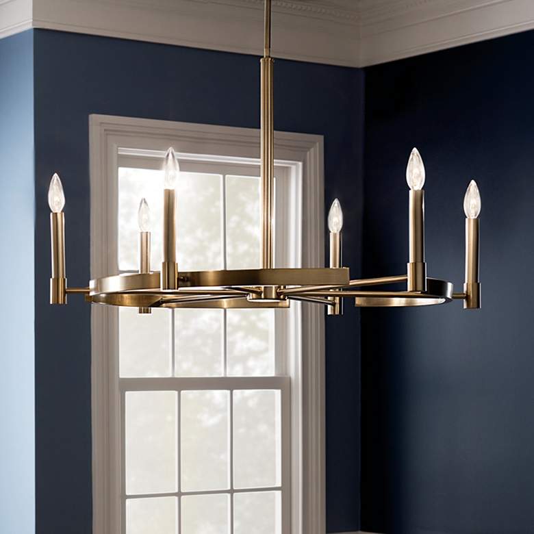 Image 1 Tolani 6 Light Chandelier in Brushed Natural Brass