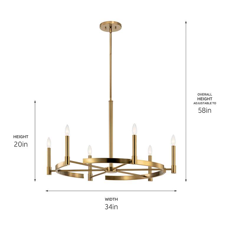 Image 5 Tolani 6 Light Chandelier in Brushed Natural Brass more views