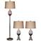 Toldos Gray Metal and Glass Floor and Table Lamp Set