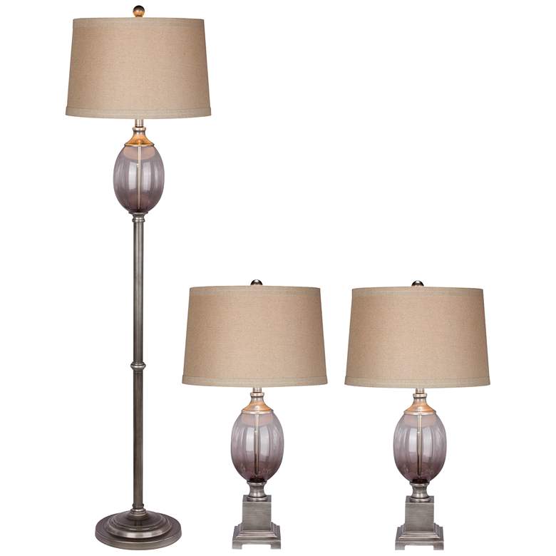 Image 1 Toldos Gray Metal and Glass Floor and Table Lamp Set