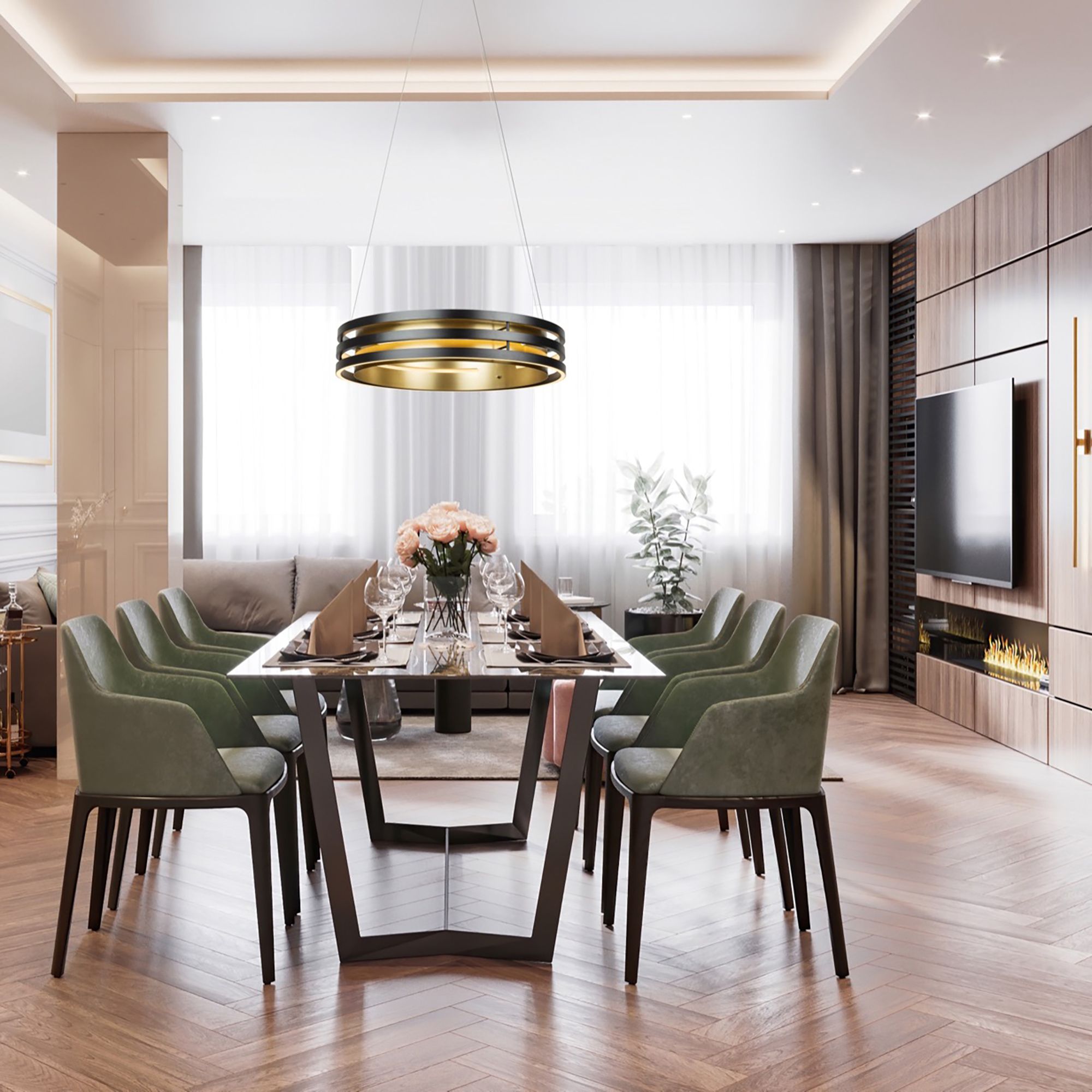 Toledo 25.5" Wide Black Chandelier With Black Shade