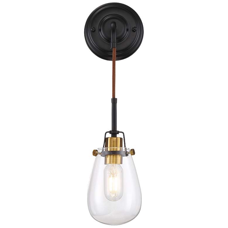 Image 1 Toleo; 1 Light; Wall Sconce; Black Finish with Vintage Brass Accents
