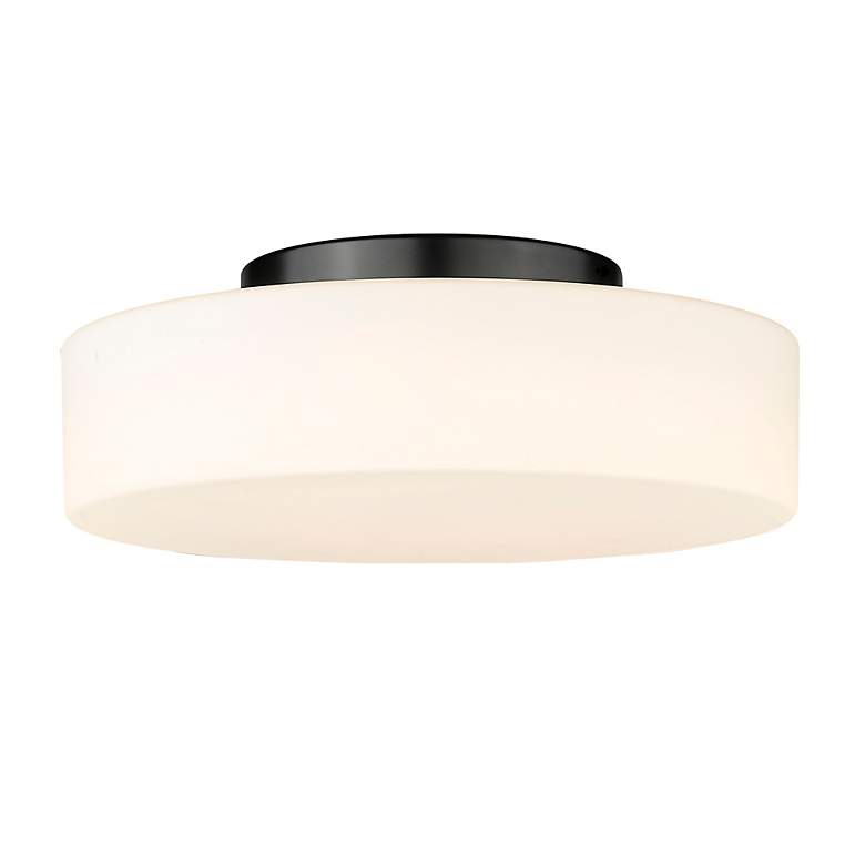 Image 4 Toli 12" Wide Matte Black Flush Mount With Opal Glass more views