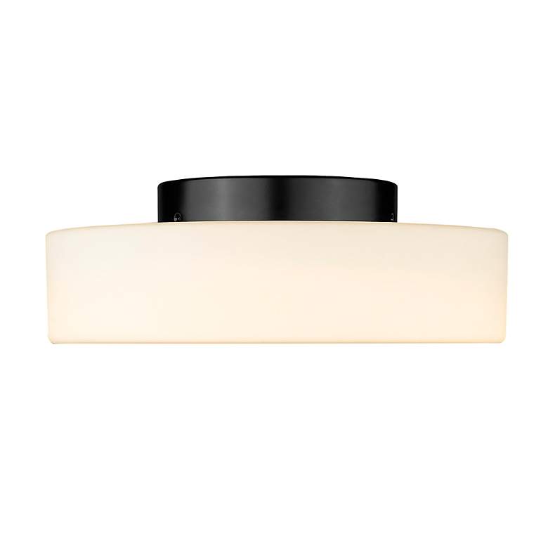 Image 6 Toli 12" Wide Matte Black Flush Mount With Opal Glass more views