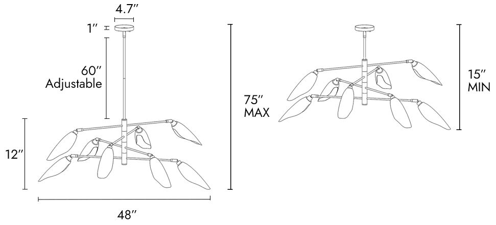 Image 2 Toltehcwe 48"W Black and Gold 8-Light Tiered Chandelier more views