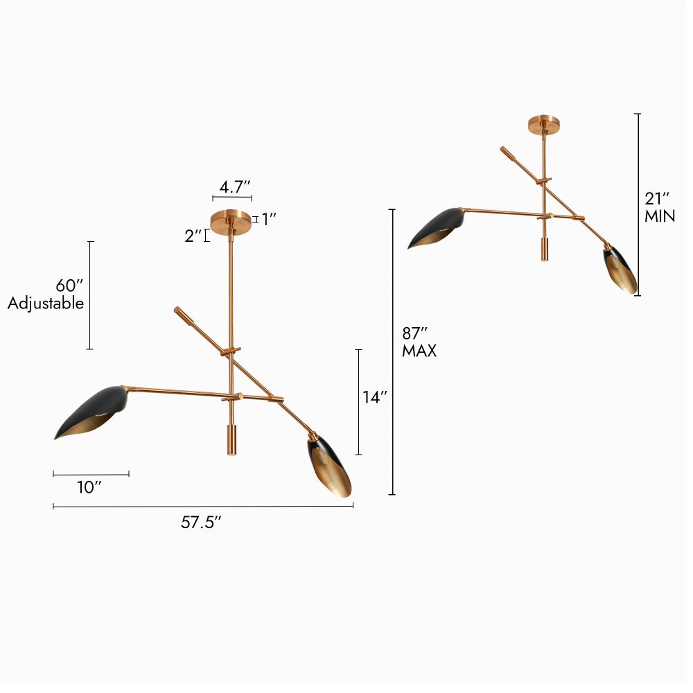 Image 2 Toltehcwe 57 1/2" Wide Plating Brass 2-Light Chandelier more views