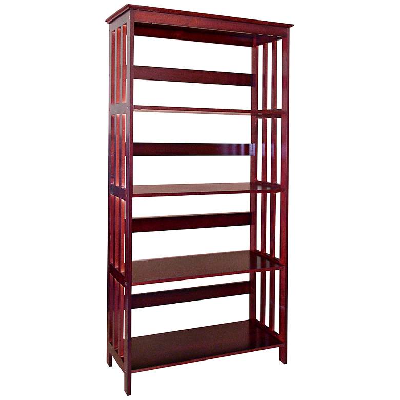 Image 1 Tolton 60" High 4-Tier Cherry Red Mission Bookcase