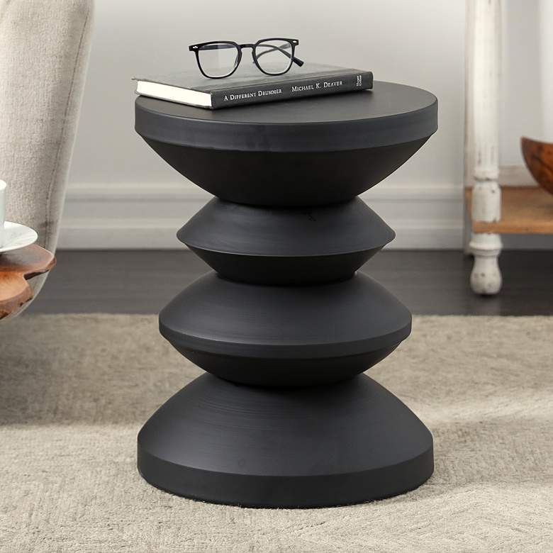 Image 1 Tolusa 13 1/2" Wide Black Metal Hourglass Accent Table