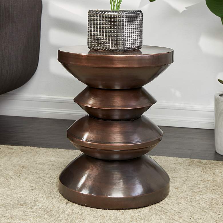 Image 1 Tolusa 14 1/4" Wide Dark Copper Metal Hourglass Accent Table