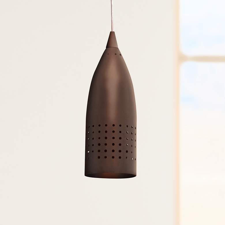 Image 1 Tomahawk 4 1/2" Wide Bronze Metal LED Mini Pendant