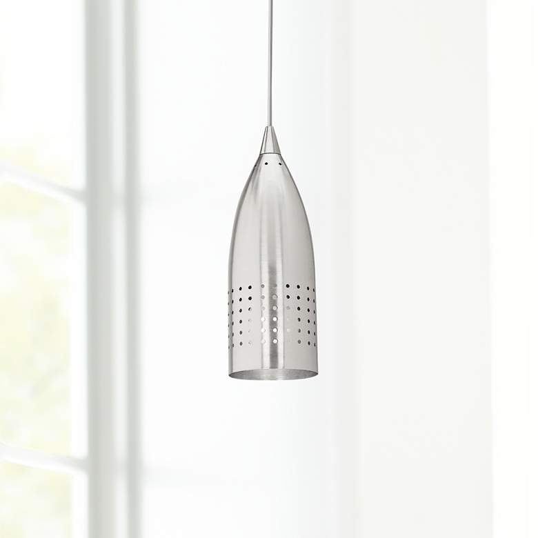 Image 1 Tomahawk 4 1/2" Wide Brushed Nickel Metal LED Mini Pendant