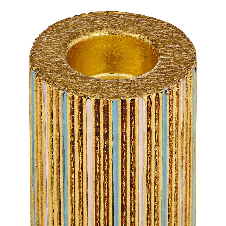 Image 2 Tomak 5 3/4 inch High Shiny Gold Ceramic Pillar Candle Holder more views