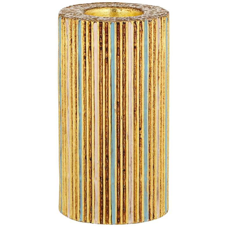 Image 4 Tomak 5 3/4 inch High Shiny Gold Ceramic Pillar Candle Holder more views