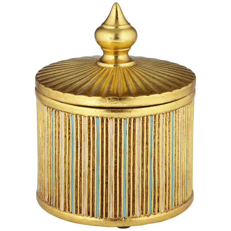 Image 1 Tomak 8 inch High Shiny Gold Ceramic Decorative Jar with Lid