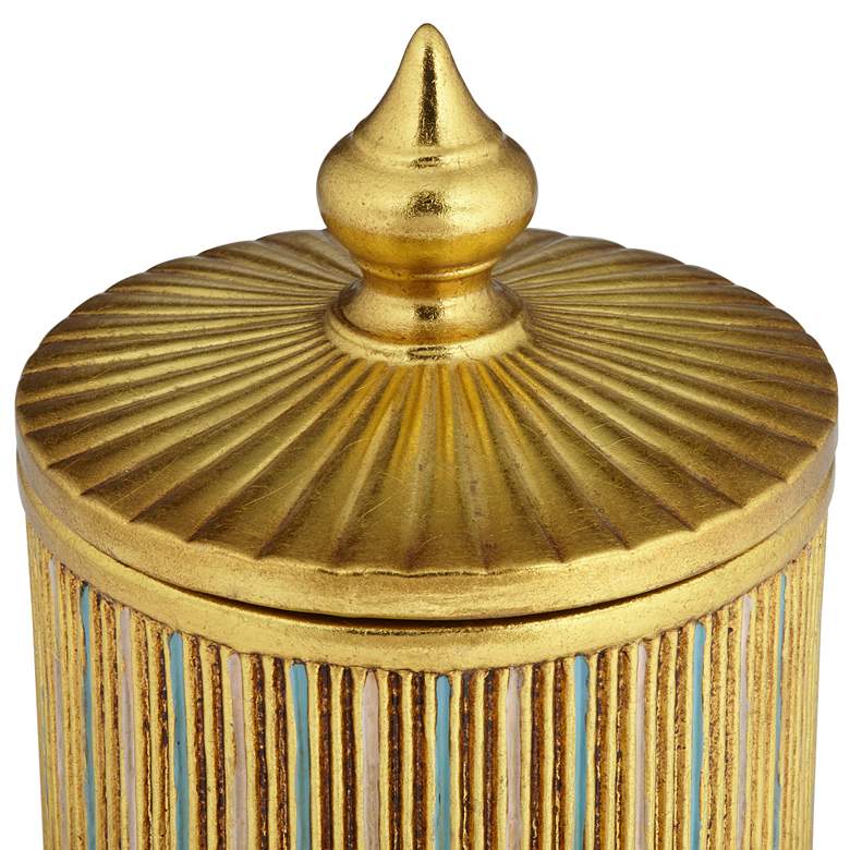 Image 2 Tomak 8" High Shiny Gold Ceramic Decorative Jar with Lid more views