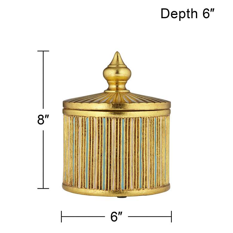 Image 5 Tomak 8" High Shiny Gold Ceramic Decorative Jar with Lid more views