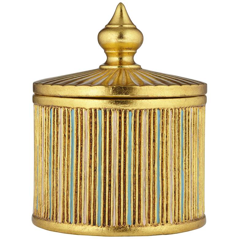 Image 4 Tomak Gold 3-Piece Pillar Candle Holder and Jar w/ Lid Set more views