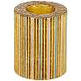 Tomak Shiny Gold Ceramic Pillar Candle Holders Set of 2