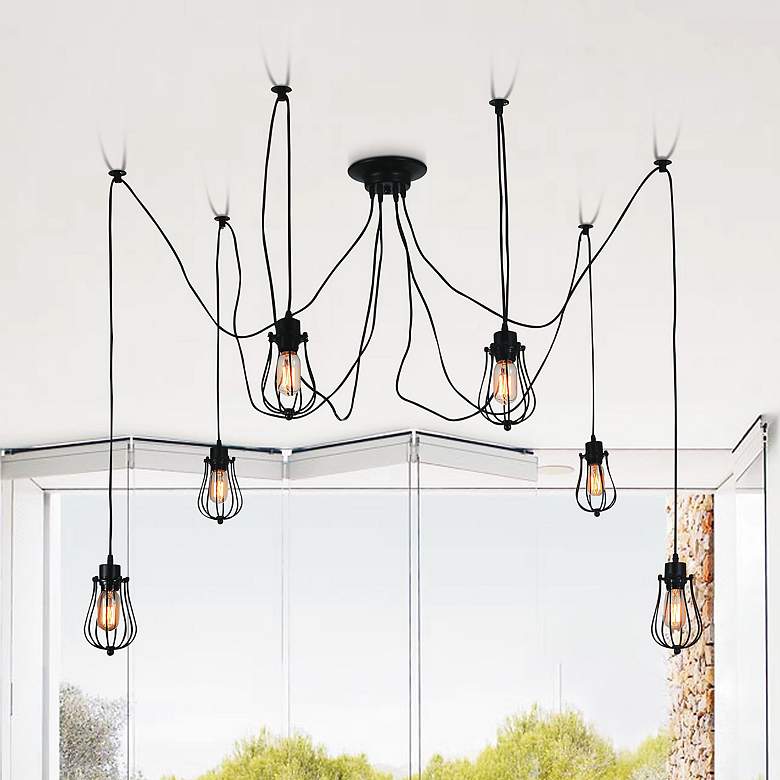 Image 1 Tomaso 28" Wide Black Multi-Light Pendant
