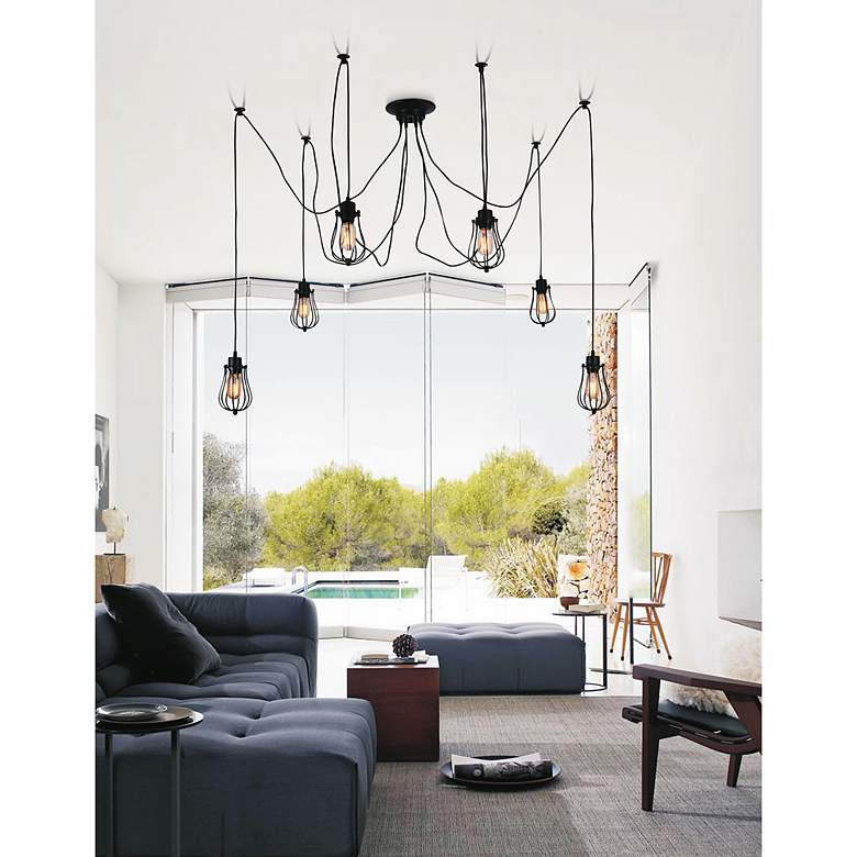 Image 3 Tomaso 28" Wide Black Multi-Light Pendant more views