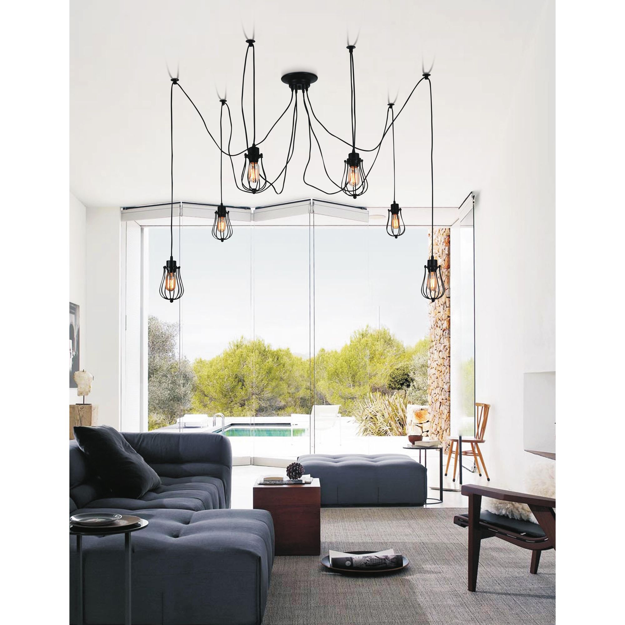 Image 3 Tomaso 6 Light Black Multi Light Pendant more views
