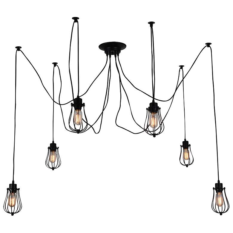 Image 1 Tomaso 6 Light Multi Light Pendant With Black Finish