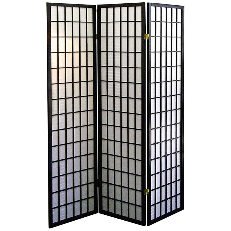 Image 1 Tomball Japanese-Inspired Black 3-Panel Room Divider