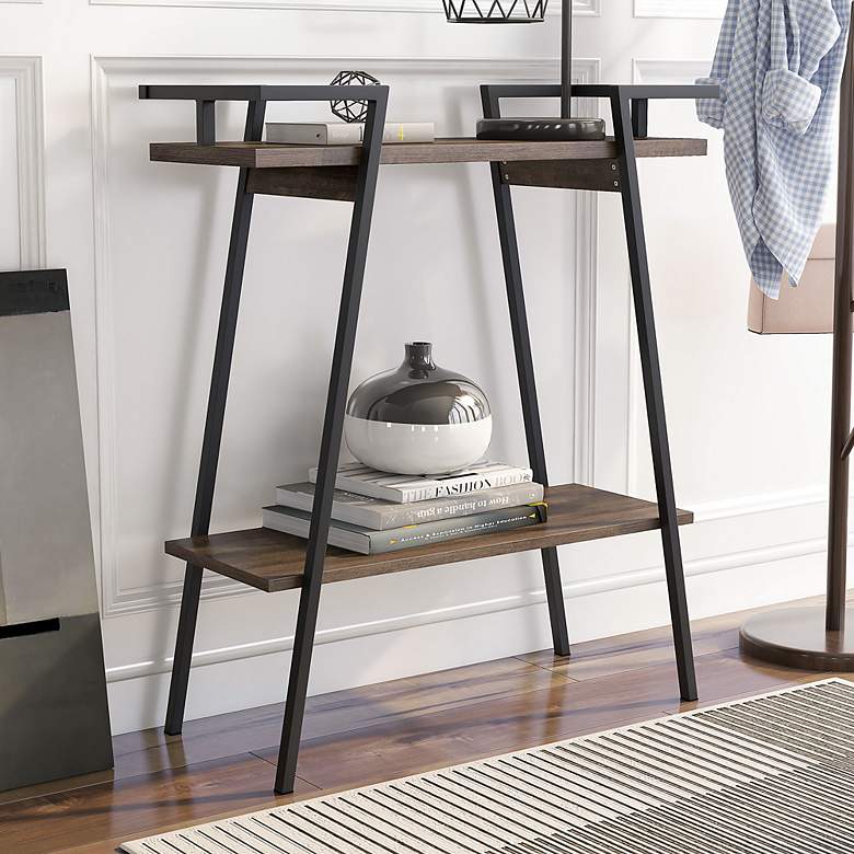 Image 1 Tomfaul 31 1/4" Wide Walnut Oak 1-Shelf Sofa Console Table