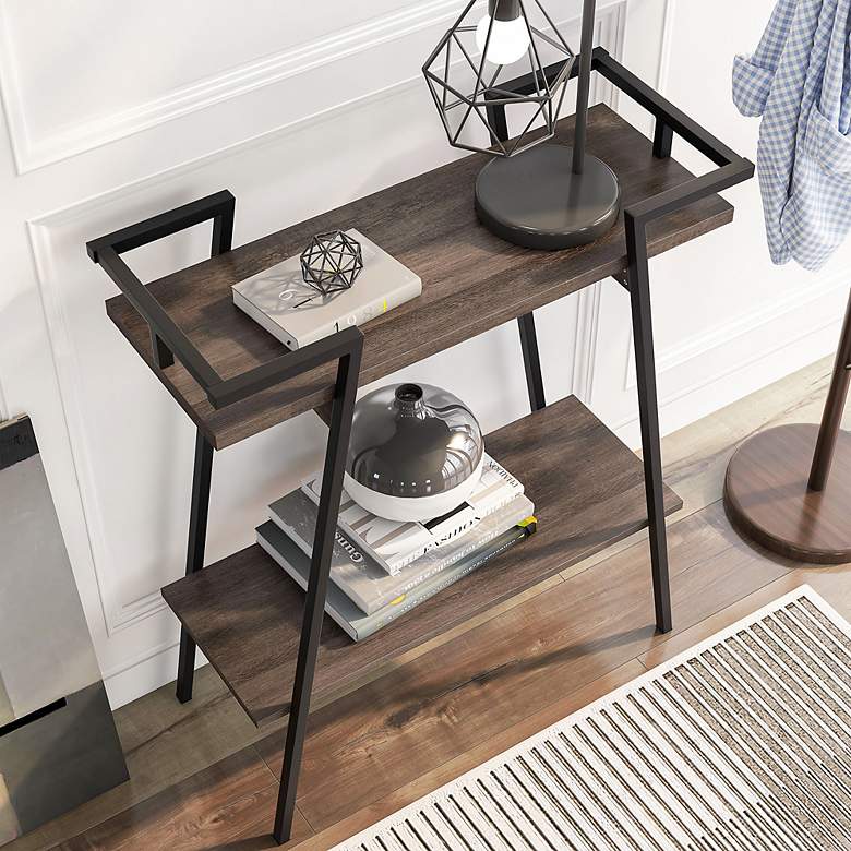 Image 6 Tomfaul 31 1/4" Wide Walnut Oak 1-Shelf Sofa Console Table more views