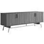 2_Tomfaul 60" Wide Distressed Gray Wood 4-Door TV Stand