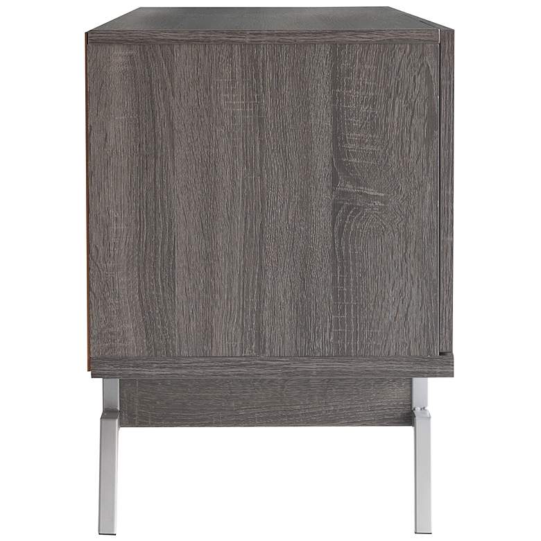 Image 3 Tomfaul 60" Wide Distressed Gray Wood 4-Door TV Stand more views
