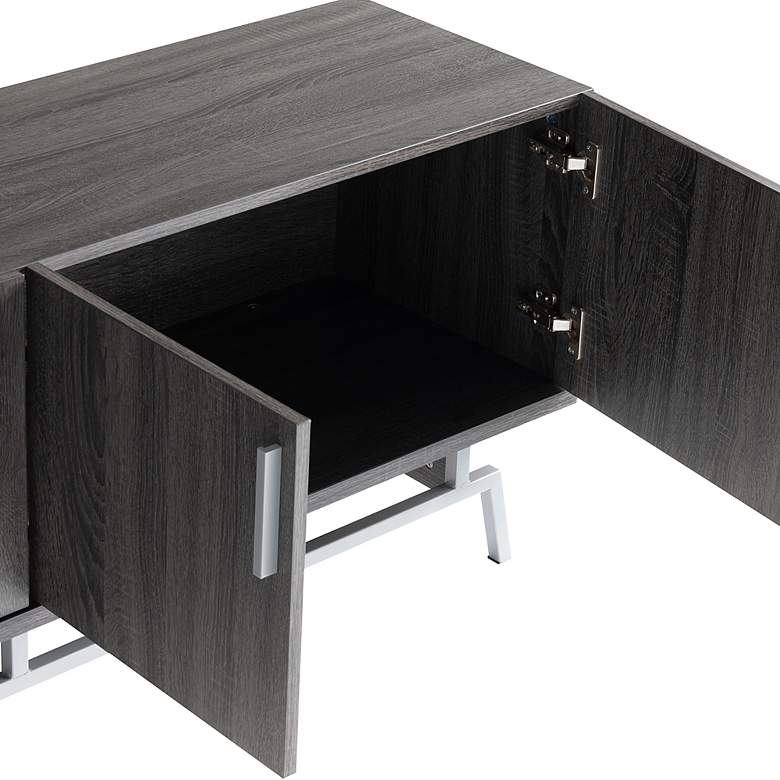 Image 4 Tomfaul 60" Wide Distressed Gray Wood 4-Door TV Stand more views